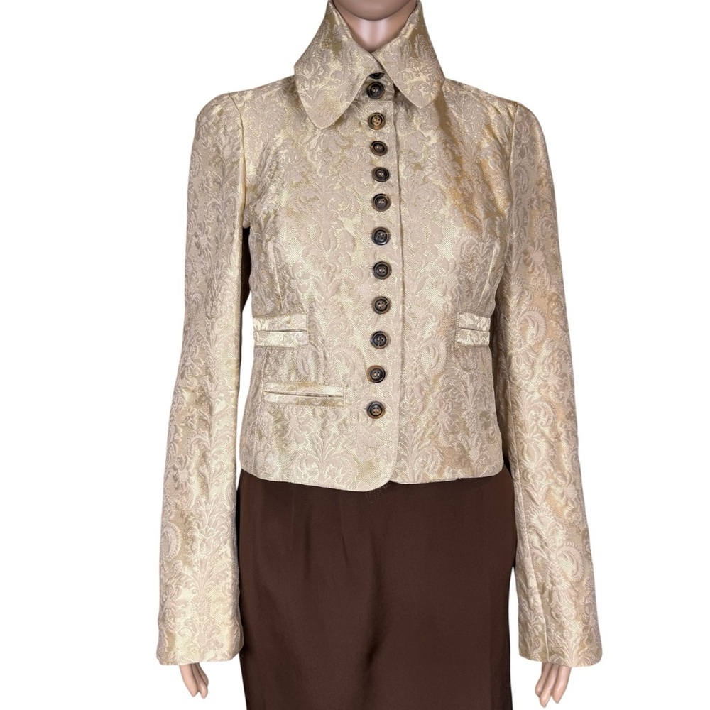 Vintage Just in Case A Whiter Shade of Pale Jacquard Gold Jacket Size 40 US S